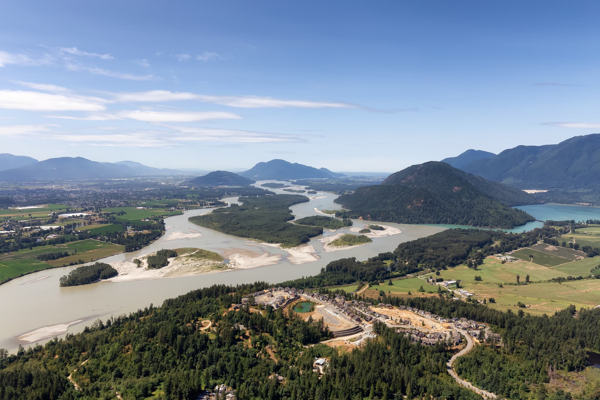 View from Mount Woodside overlooking the Fraser river and Chilliwack, BC in the background.