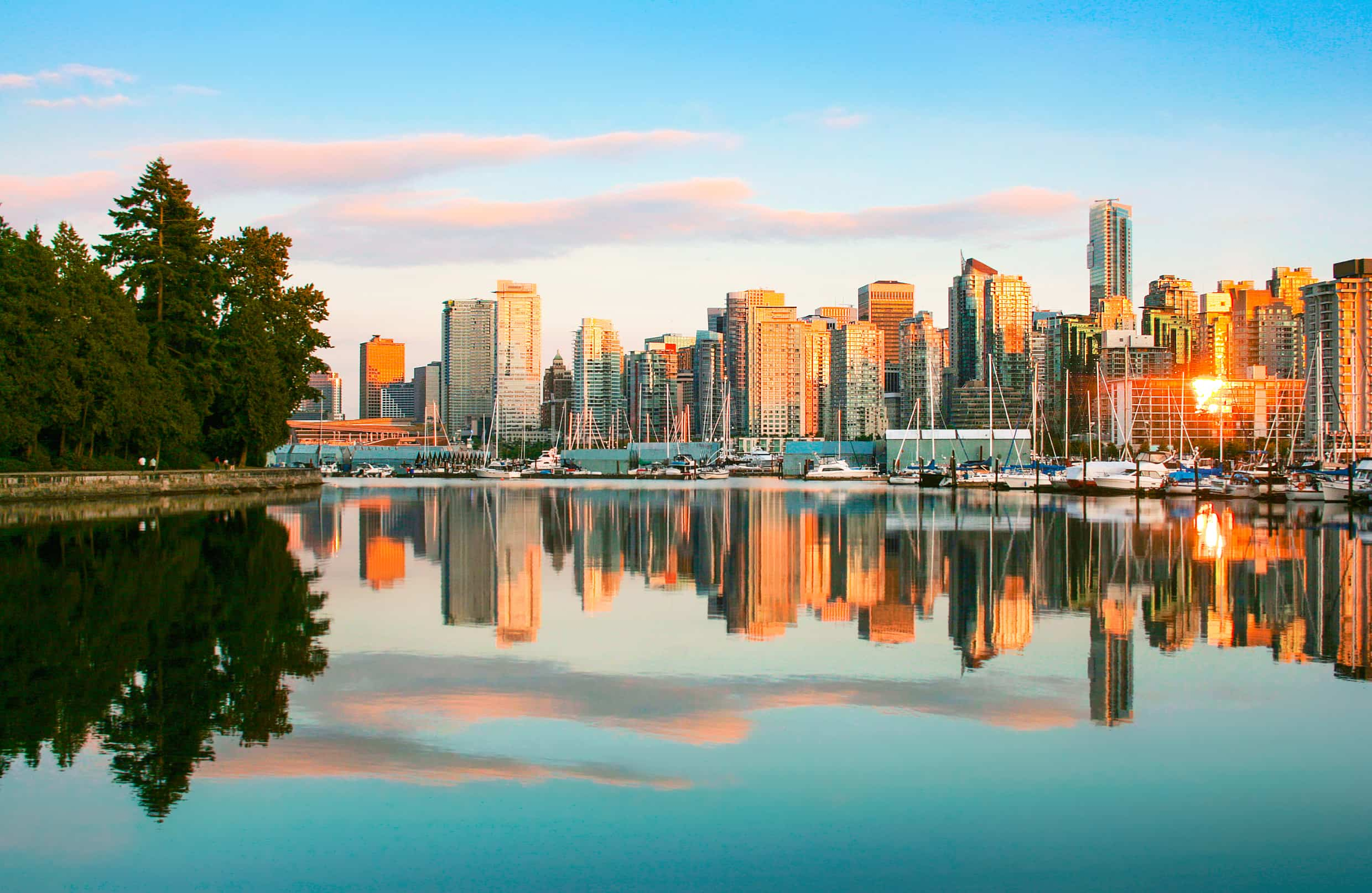 Over looking False Creek with downtown Vancouver in the background.